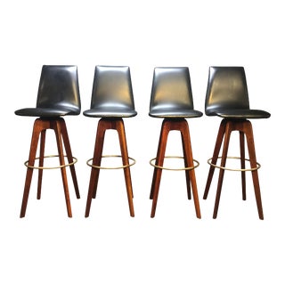 Vintage Mid Century Walnut Bar Stools by Chet Beardsley for Living Designs - Set of 4 For Sale