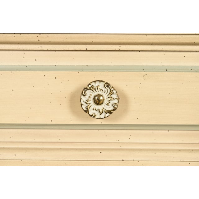 John Widdicomb Style French Regency Louis XVI Cream Lacquered Highboy Dresser, Circa 1960s For Sale - Image 10 of 18