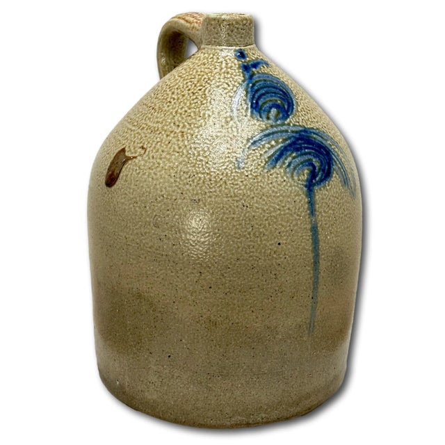 Late 19th Century Great Looking Giant 5 Gallon Size Antique American Blue "Stinger" Decorated Stoneware Jug - Circa Late 19th Century For Sale - Image 5 of 12