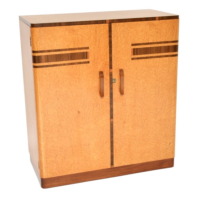 Art Deco Birds Eye Maple and Walnut Compactum Wardrobe, 1930s For Sale
