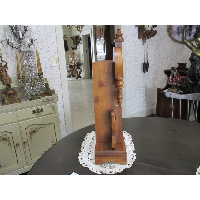 Beautiful Vintage Wood Ansonia Reproduction Tear Drop Clock 8 Day Wind Painted Glass on Door Works For Sale - Image 13 of 15