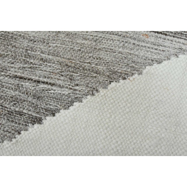 Abstract Kilim Rug 8’9” X 12’3” White Gray Wool Handwoven Carpet For Sale - Image 4 of 14