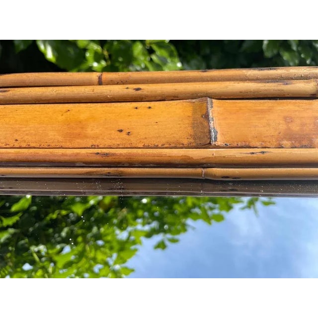 Brown Rattan & Bamboo Mirror, Italy, 1950s For Sale - Image 6 of 9