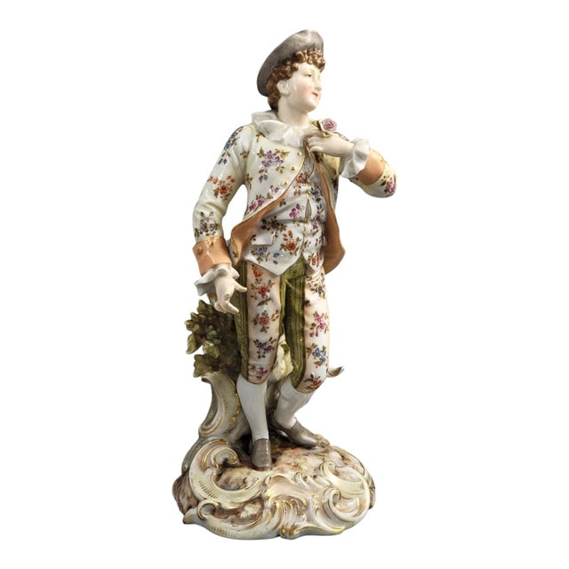 Porcelain Figure of a Young Gallant by Triebner Ens & Eckert for Volkstedt, 1880s For Sale - Image 6 of 11