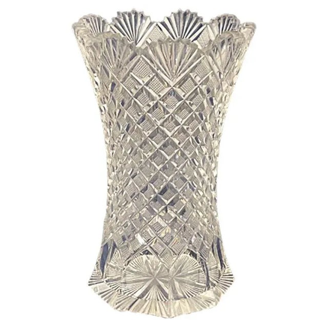 19th Century Dutch Crystal Vase with Pineapple Fan Cut For Sale - Image 6 of 6