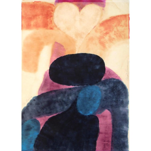 1960s Original Signed Carol Summers "Vesuvio" Woodcut Print For Sale