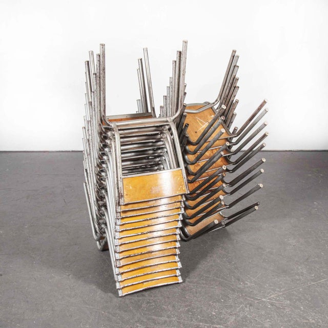 Wood French Silver Stacking Dining Chair from Mullca, 1950s For Sale - Image 7 of 13