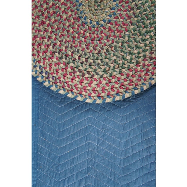 Vintage Woven Braided Geometric Oval Area Rug Runner Mat 84" For Sale - Image 11 of 14