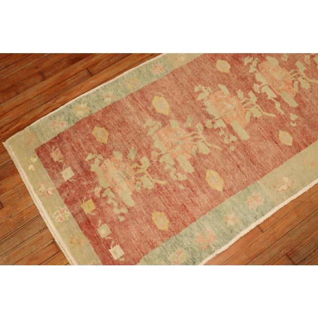 Mediterranean Vintage Turkish Flower Runner, 3' X 7'6'' For Sale - Image 3 of 9