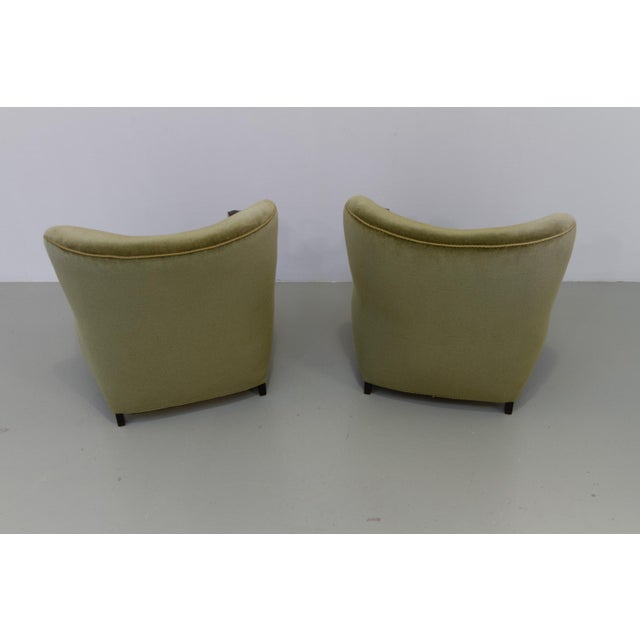 Danish Art Deco Green Velvet Lounge Chairs, 1930s, Set of 2 For Sale - Image 4 of 18