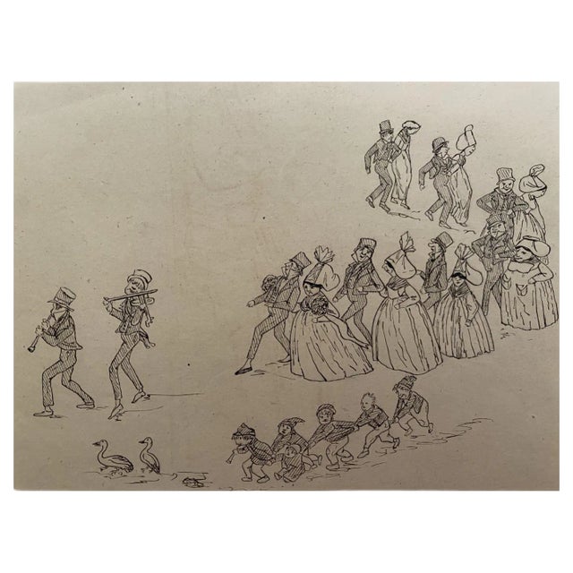 Leon Petit - Marriage - Original China Ink Drawing - Early 20th Century For Sale