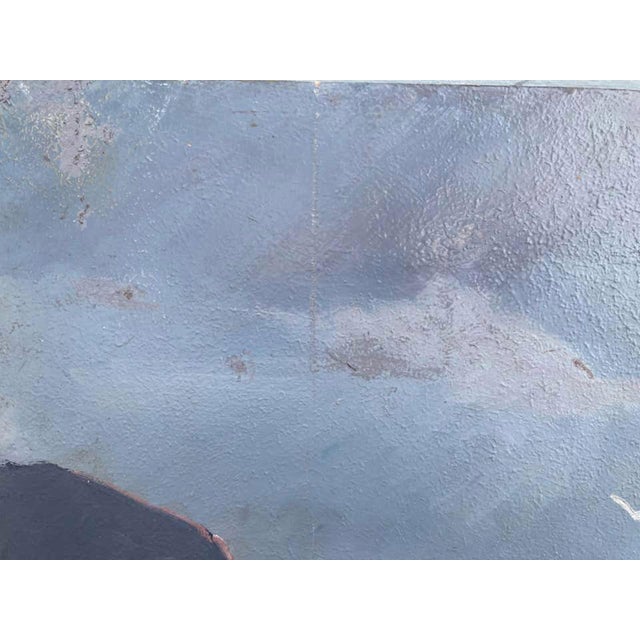 A dynamic oil-on-panel by New Jersey landscape painter George Holloway. A very convincing depiction of big waves smashing...