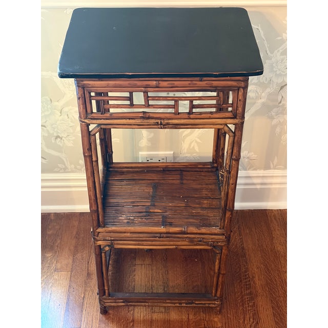 Chinoiserie Midcentury Chinoiserie Bamboo Side Table For Sale - Image 3 of 5