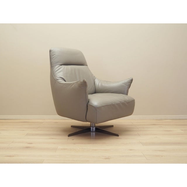 Gray Vintage Italian Leather Swivel Chair from Natuzzi, 1990s For Sale - Image 8 of 18