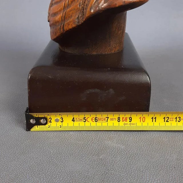 Vintage Italian Wood Sculpture Bust of Girl, 1960s For Sale - Image 13 of 15