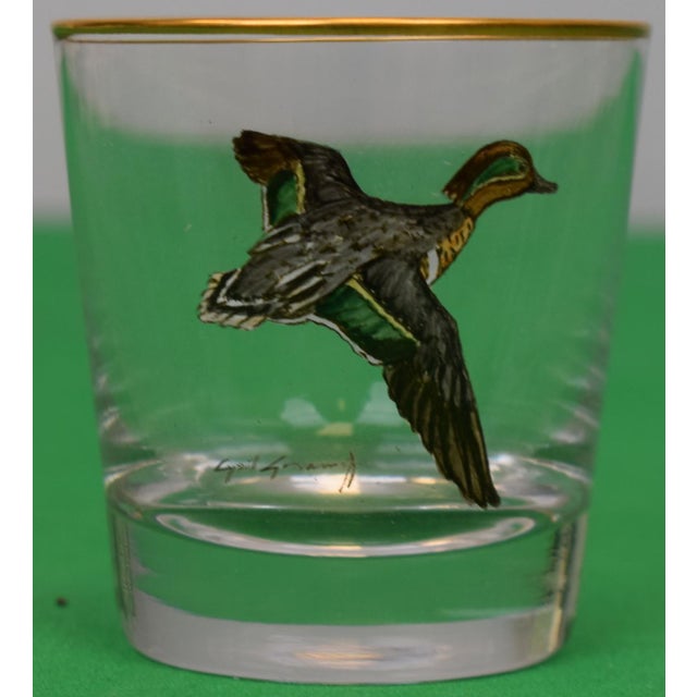 Transparent Set X 6 Cyril Gorainoff Hand Painted Gamebird Old Fashioned Glasses For Sale - Image 8 of 8