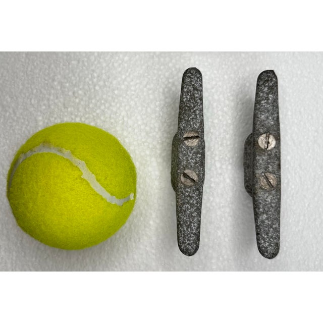 Vintage Oxidized Cast Iron Nautical Architectural Salvage Boat Dock Cleat Drawer Pull Hardware, Set of 2 For Sale - Image 11 of 11