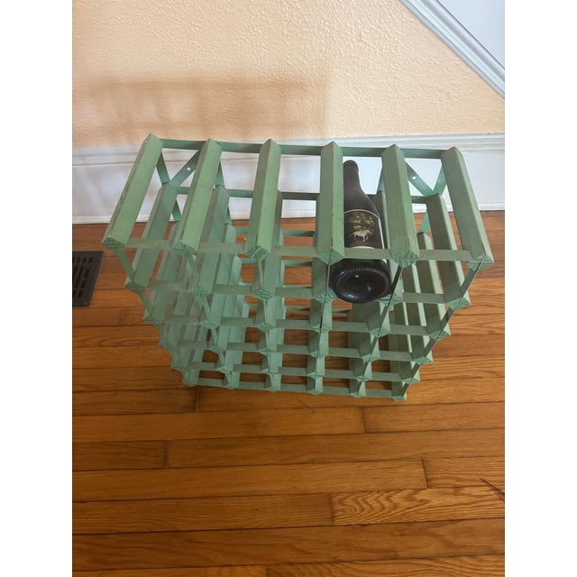 Vintage Painted Wood & Metal Wine Rack For Sale - Image 4 of 6