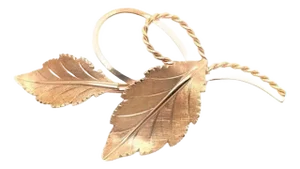 14 Karat Yellow Gold Freeform Leaf Brooch or Pin
