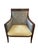 Wood Neoclassical Walnut Lounge Chair With Paisley Upholstery Transitional Designer Accent Chair For Sale - Image 7 of 8