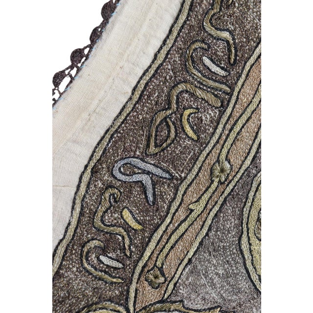 Beige Metallic Thread Embroidered Wall Hanging, 1930s For Sale - Image 8 of 16
