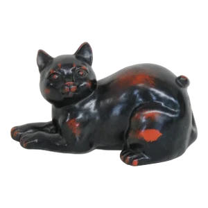 Fitz and Floyd Black Cat Ceramic Vernissage Figurine Hand Painted