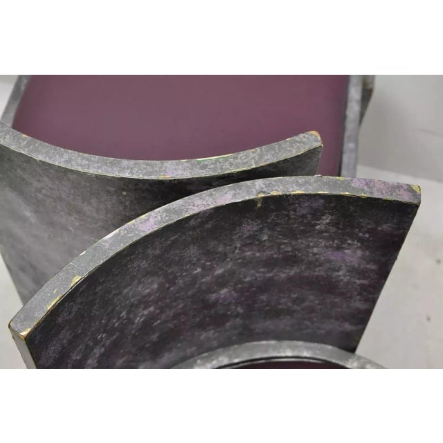 Wood Late 20th Century Vintage Postmodern Art Deco Purple and Gray Lacquer Game Chairs - A Pair For Sale - Image 7 of 12