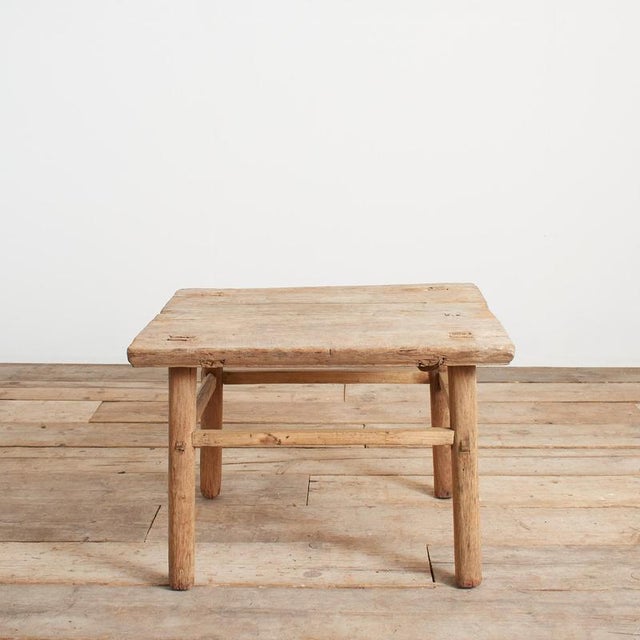 Antique Rustic Square Bedside Lamp Coffee Table -F A beautiful square wooden elm lamp table with a wooden plank top and...