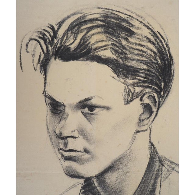 Young Boy, 20th Century, Charcoal Drawing For Sale - Image 6 of 9