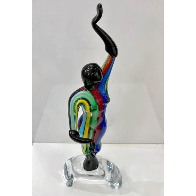 1980s Italian Colorful Murano Glass Set 3 Ballet Dancers For Sale - Image 10 of 12
