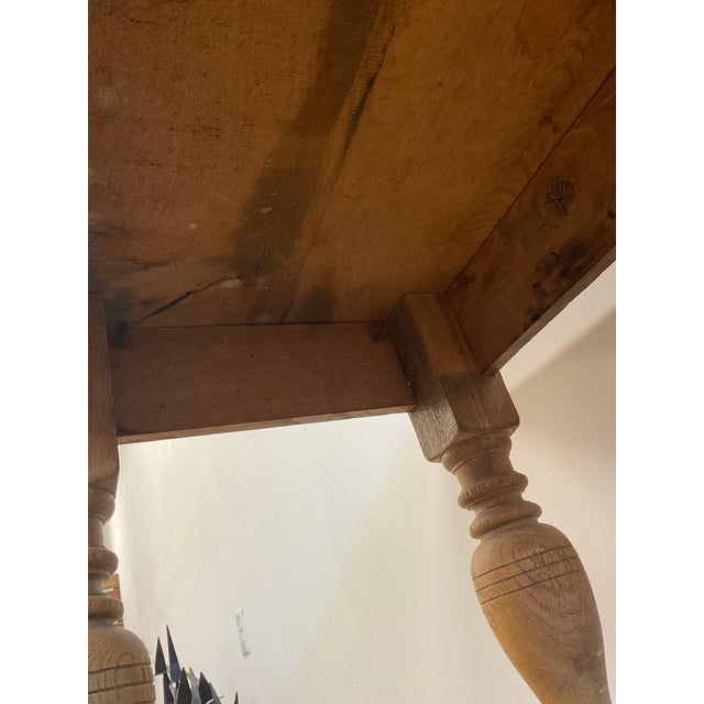 Early 20th Century Scandinavian Baroque Rustic Oak Side Table For Sale - Image 9 of 17