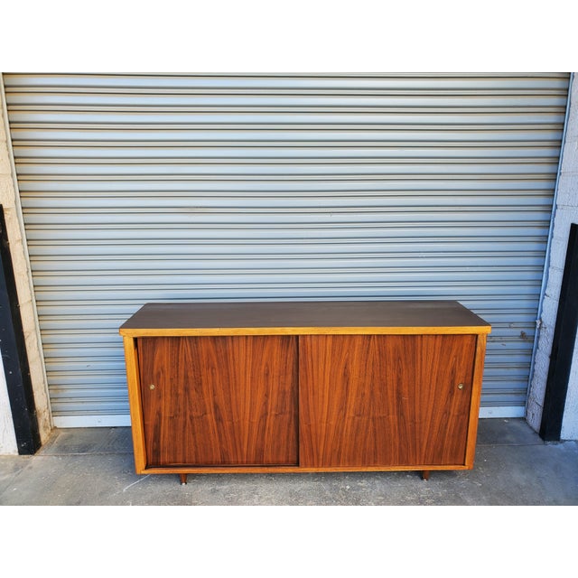 Mid-Century Modern Vintage Walnut Credenza For Sale - Image 3 of 16