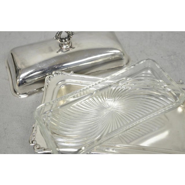 Metal Vintage Crescent Victorian Silver Plated Covered Butter Dish W/ Glass Liner For Sale - Image 7 of 11
