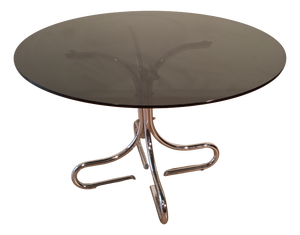 Vintage Italian Smoked Glass Chrome Coffee Table, 1970s