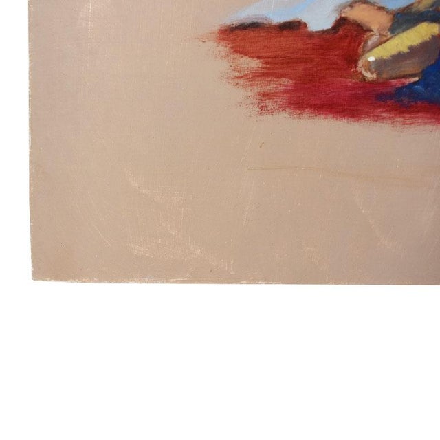 Nude Portrait Painting of a Woman in Red and Blue - 12" X 16" For Sale - Image 4 of 8