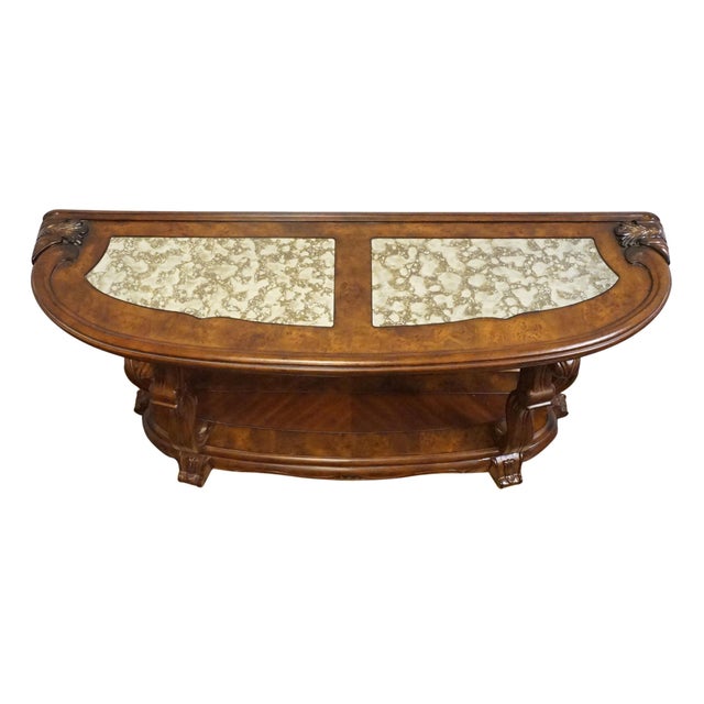 Brown Aico Michael Amini Jane Seymour Platine De Royale Contemporary French Provincial 60" Console Table 09223-229 - Light Espresso Finish For Sale - Image 8 of 13