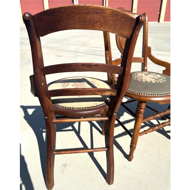 Set of 3 Antique 19th Century Needlepoint Chairs For Sale - Image 11 of 12