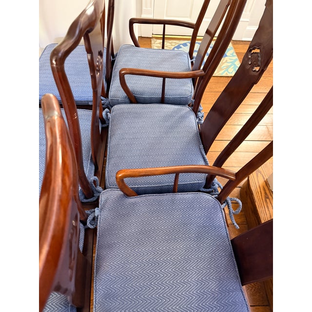Set of 8 Vintage Rosewood Dining Chairs With Blue Seats For Sale - Image 17 of 18