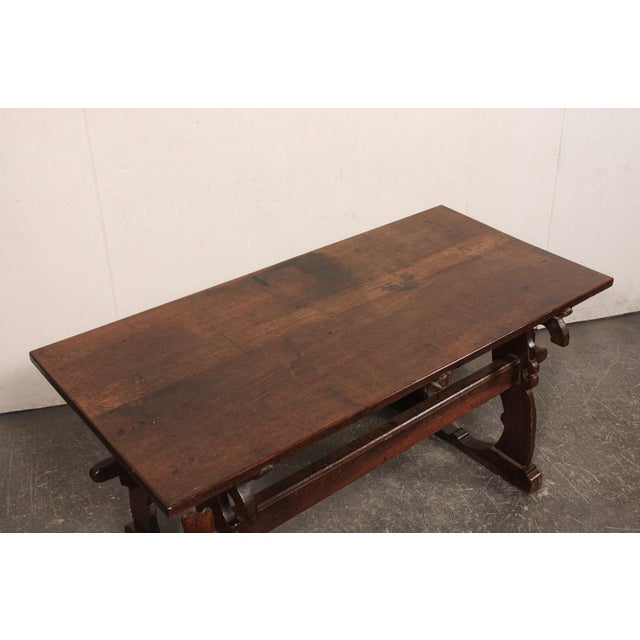 French Early 19th C. Oak Trestle Table, France For Sale - Image 3 of 12