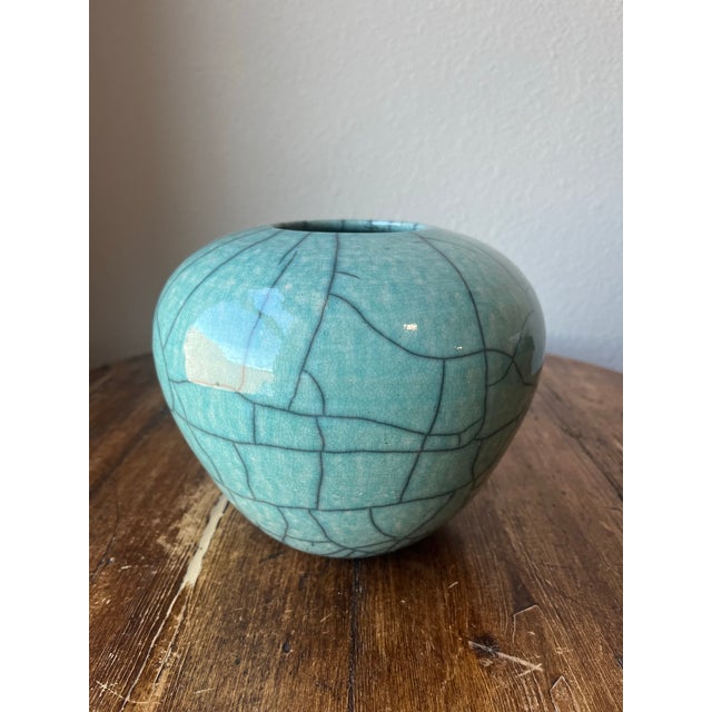 Contemporary Raku Crackled Design Pottery by Leslie Mitchell Dallas, Texas For Sale - Image 4 of 10