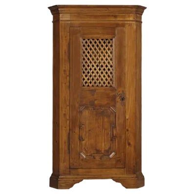 Antique Tyrolean Solid Pine Corner Cupboard For Sale