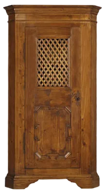 Antique Tyrolean Solid Pine Corner Cupboard