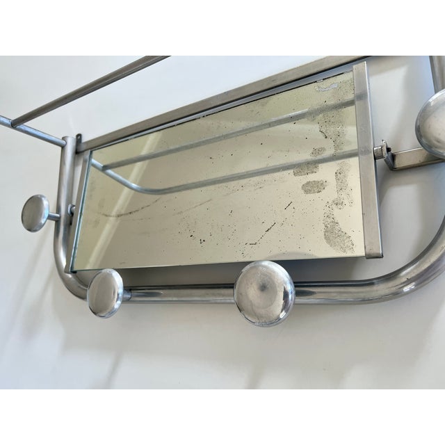 Vintage French Coat Rack with Mirror, 1940s For Sale - Image 10 of 12