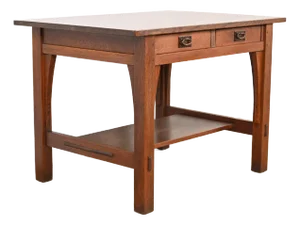 Gustav Stickley Mission Oak Arts & Crafts Writing Desk or Library Table, Circa 1910