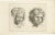 The engraving features two cherubic faces, each blowing an object that is not fully visible, which may be a wind...