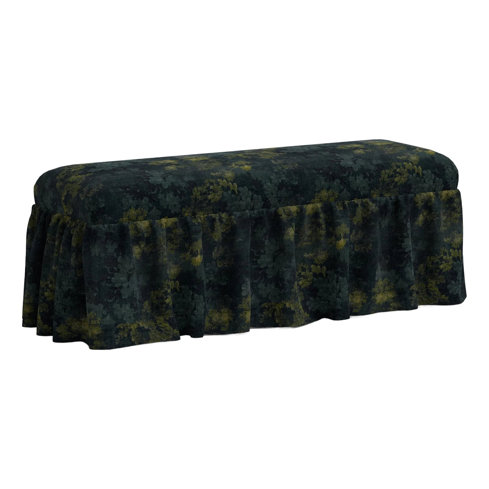 Ruffled Dining Bench in Verdure Navy | Chairish