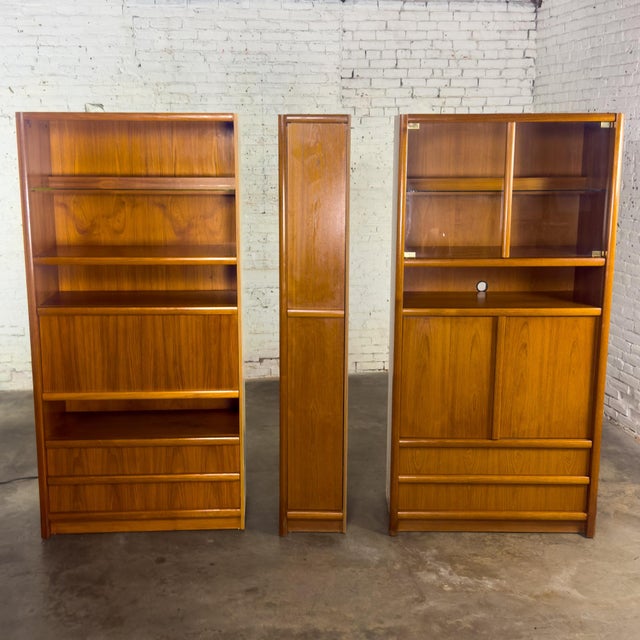 Mid to Late 20th Century Scandinavian Modern Teak 3 Piece Display Cabinet or Storage Unit Lighted For Sale - Image 11 of 18