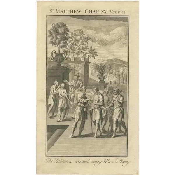 Set of 3 biblical engravings – christ’s entry, trial & parable of the labourers this striking set of three antique...