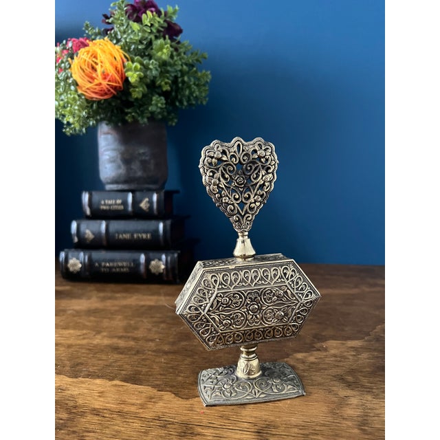 Vintage Ornate Brass Perfume Bottle For Sale In New York - Image 6 of 12
