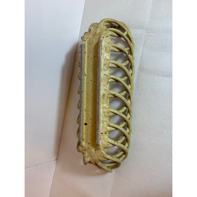 Vintage Mid-Century Open-Weave Ceramic Baguette and Breadbasket For Sale - Image 4 of 5
